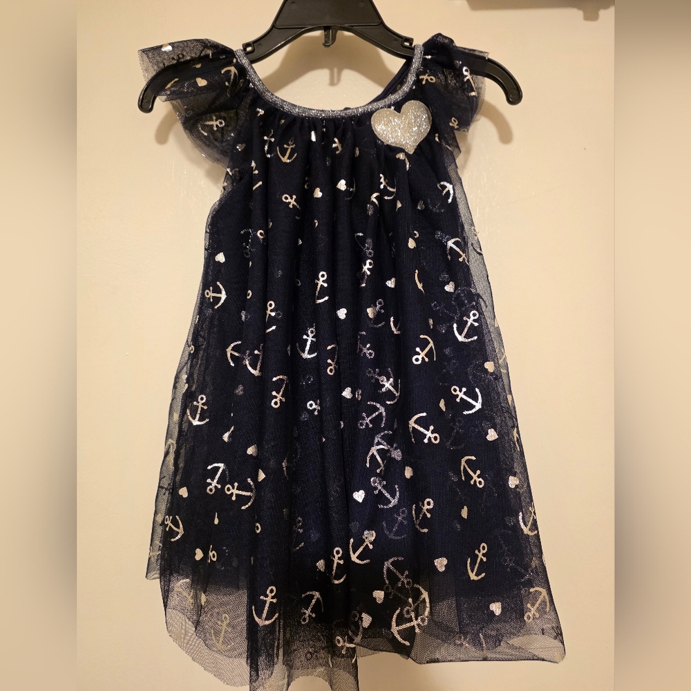 Lilt Nautical Navy Dress with Silver Anchors